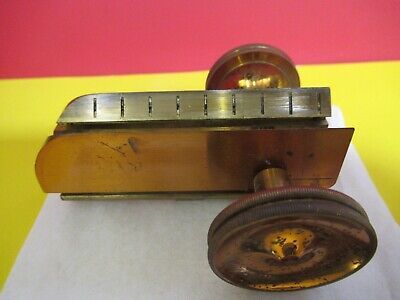 ANTIQUE BRASS SPENCER BUFFALO STAGE MICROMETER MICROSCOPE PART AS PIC &FT-6-150