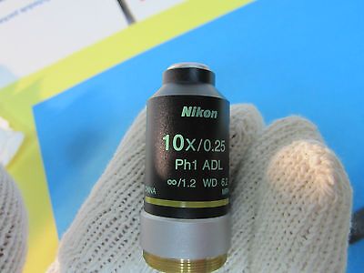 OPTICAL MICROSCOPE OBJECTIVE NIKON JAPAN 10X PH1 ADL NICE OPTICS BIN#A8-07