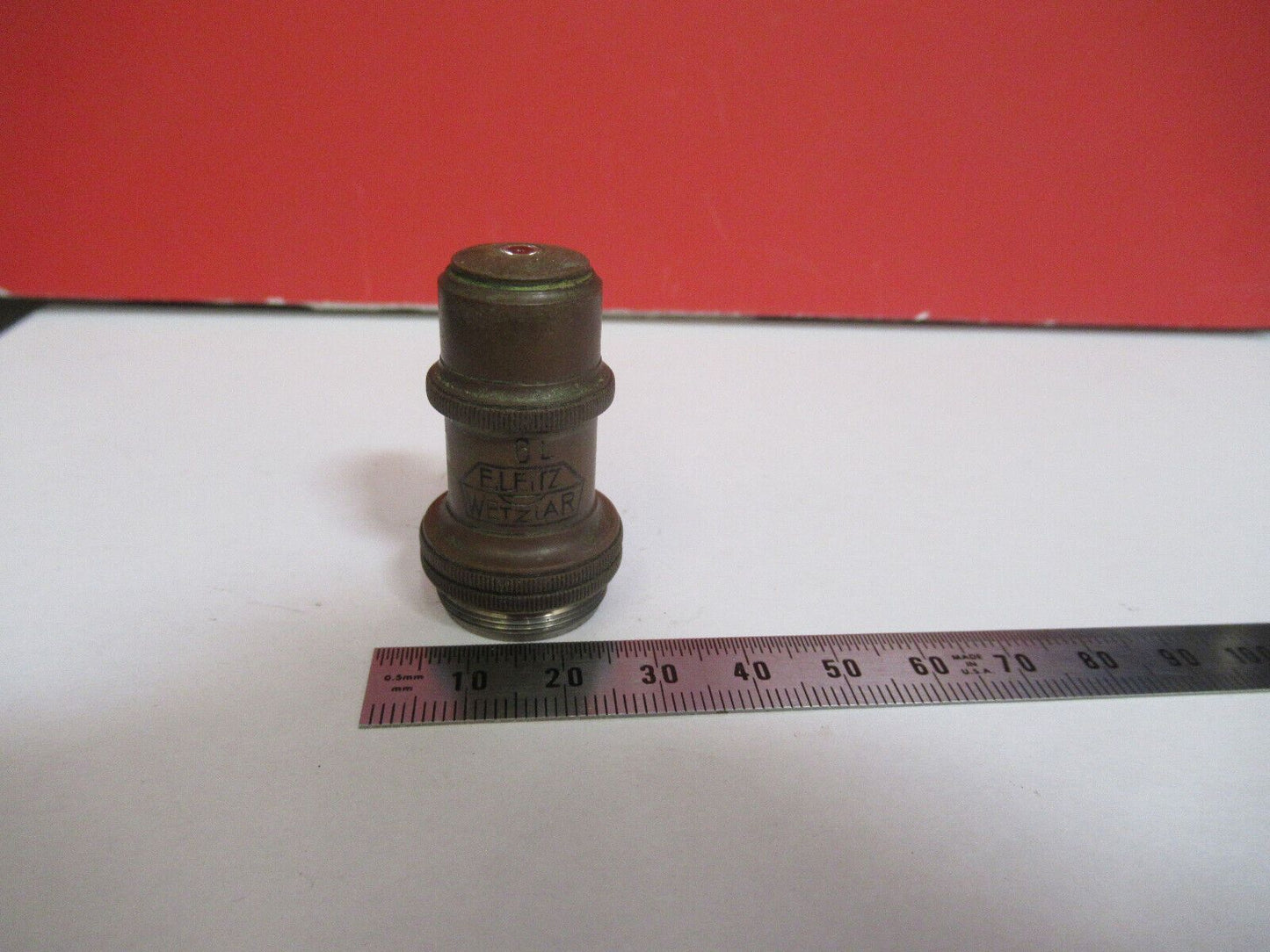 ANTIQUE BRASS ERNST LEITZ GERMANY OBJECTIVE MICROSCOPE PART AS PICTURED &S9-A-57