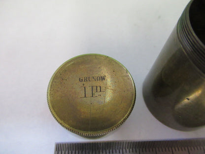 ANTIQUE BRASS GRUNOW RARE EMPTY OBJECTIVE CANISTER AS PICTURED &R9-B-07