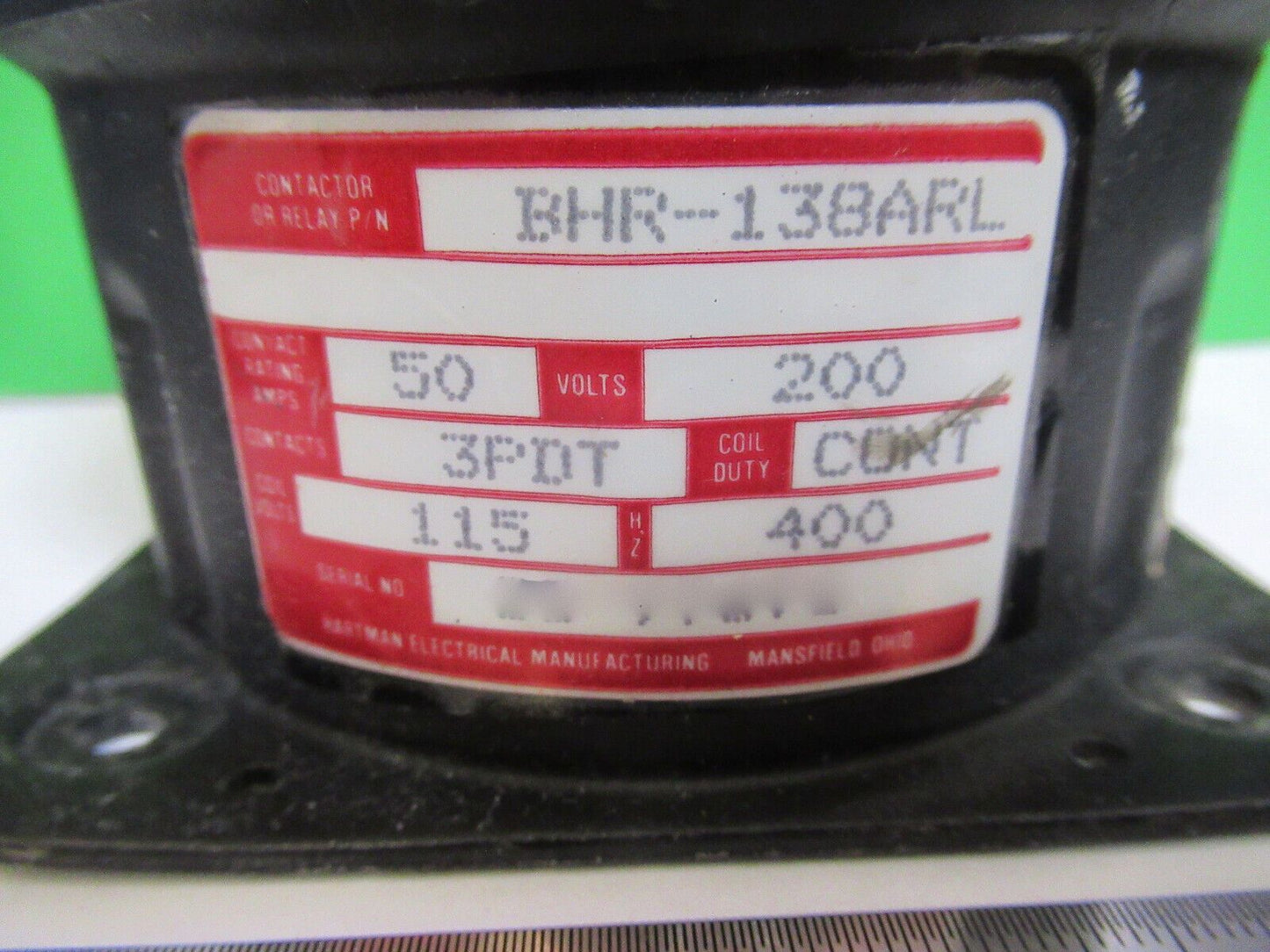 HARTMAN ELECTRIC RELAY BHR138ARL CONTACTOR AIRCRAFT PART AS PICTURED #R6-A-36