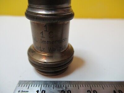 ANTIQUE OBJECTIVE BRASS LEITZ 1/12 OPTICS MICROSCOPE PART AS PICTURED &14-C-23