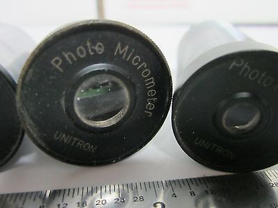 LOT 3 EA MICROSCOPE  EYEPIECES UNITRON PHOTO + MICROMETER OPTICS BIN#N1-05