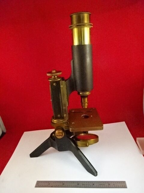 MICROSCOPE ANTIQUE BRASS JAMES PARKES BIRMINGHAM ENGLAND UK OPTICS AS IS #LOB