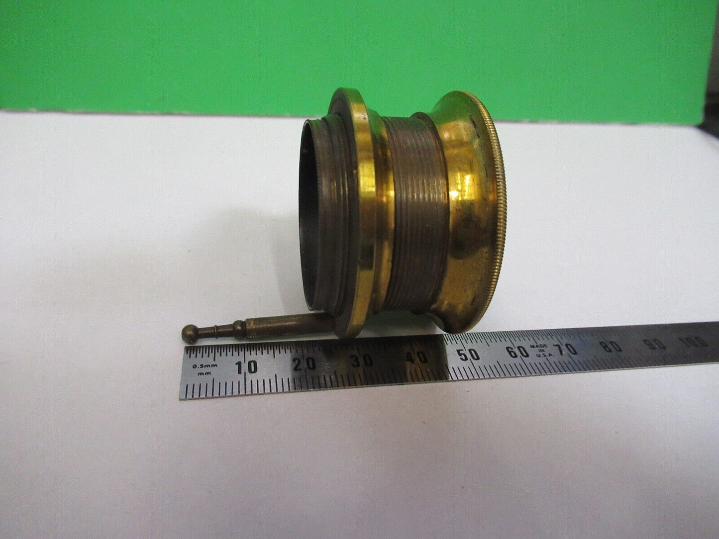 ANTIQUE BRASS PIECE MOUNTED LENS CONDENSER UK MICROSCOPE PART F8-B-09