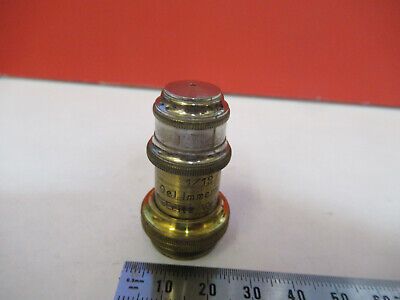 ANTIQUE BRASS OBJECTIVE 1/12 LEITZ WETZLAR MICROSCOPE PART AS PICTURED &87-FT-59