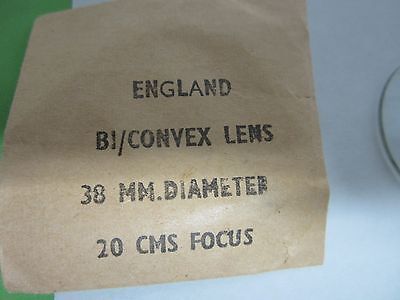 OPTICAL BI CONVEX LENS 38 mm DIAMETER FL 200 mm LASER OPTICS BIN#Q4-47