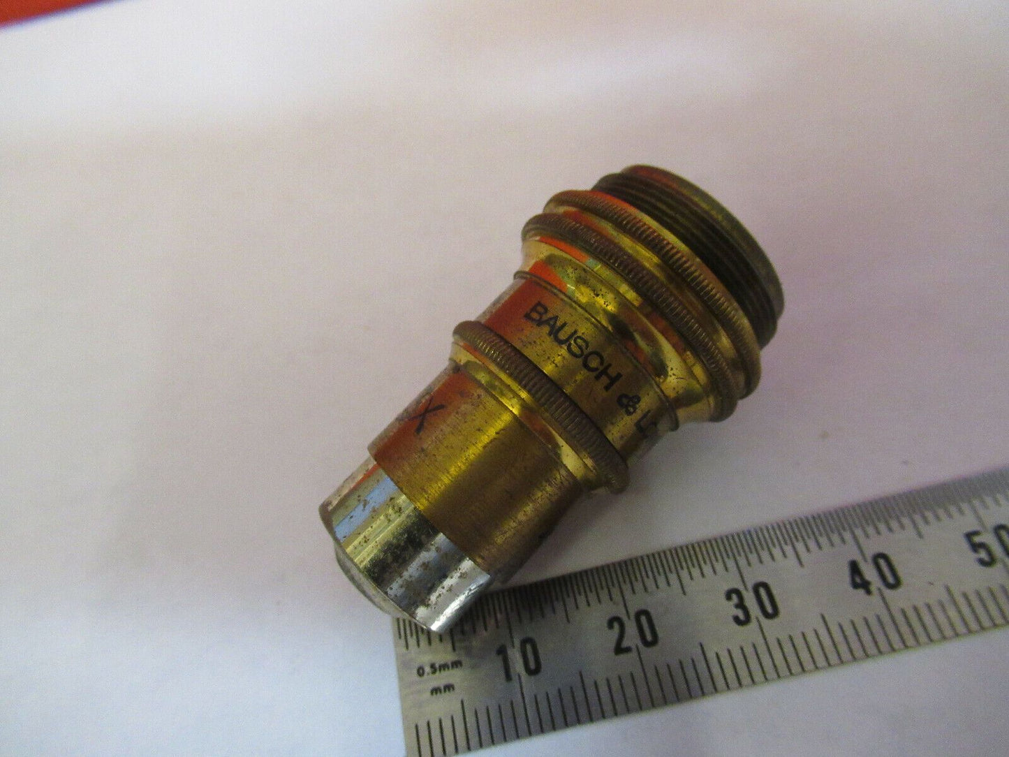 BAUSCH LOMB ANTIQUE BRASS OBJECTIVE MICROSCOPE PART AS PICTURED 43X Q3-B-11