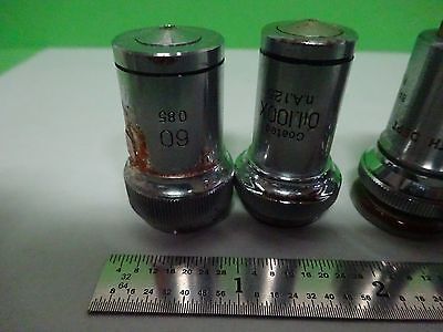 FOR PARTS MICROSCOPE OBJECTIVES ASSORTED OPTICS AS IS BIN#Y2-21