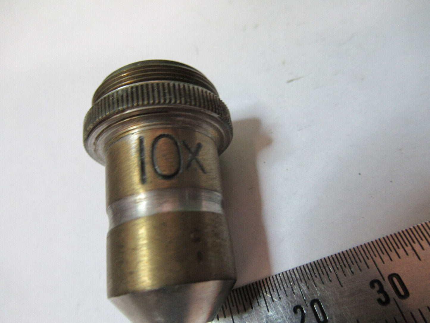 ANTIQUE BRASS UK OBJECTIVE 10X OPTICS MICROSCOPE PART AS PICTURED 12-DT-FD-14