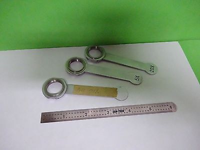 FOR PARTS MICROSCOPE OBJECTIVE LOT 3 EA HANDLES HOLDER ??  BIN#Y2-07