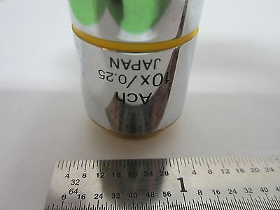 MICROSCOPE OBJECTIVE OLYMPUS JAPAN ACH ACHROMAT 10X INFINITY OPTICS BIN#F4-42