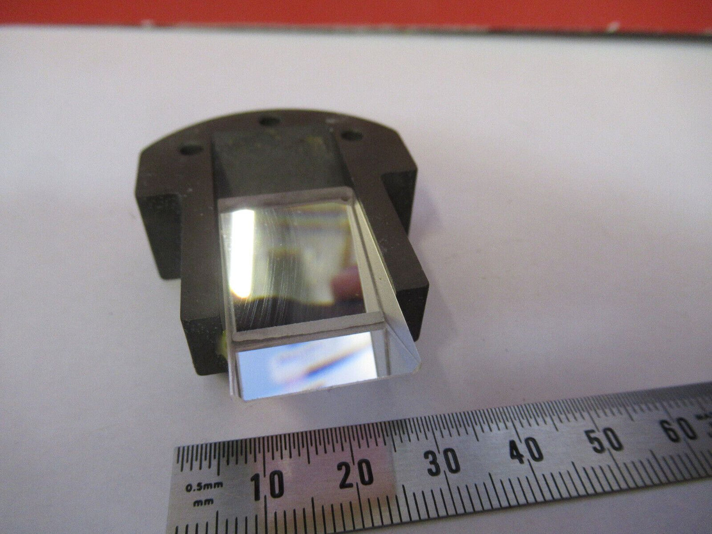 UNBRANDED MOUNTED GLASS PRISM OPTICS MICROSCOPE PART AS PICTURED Q5-B-58