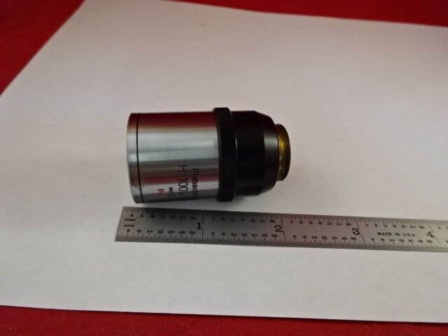 MICROSCOPE PART OBJECTIVE AUS JENA HI 100X POL PLANACHRO OPTICS AS IS #F2-A-7