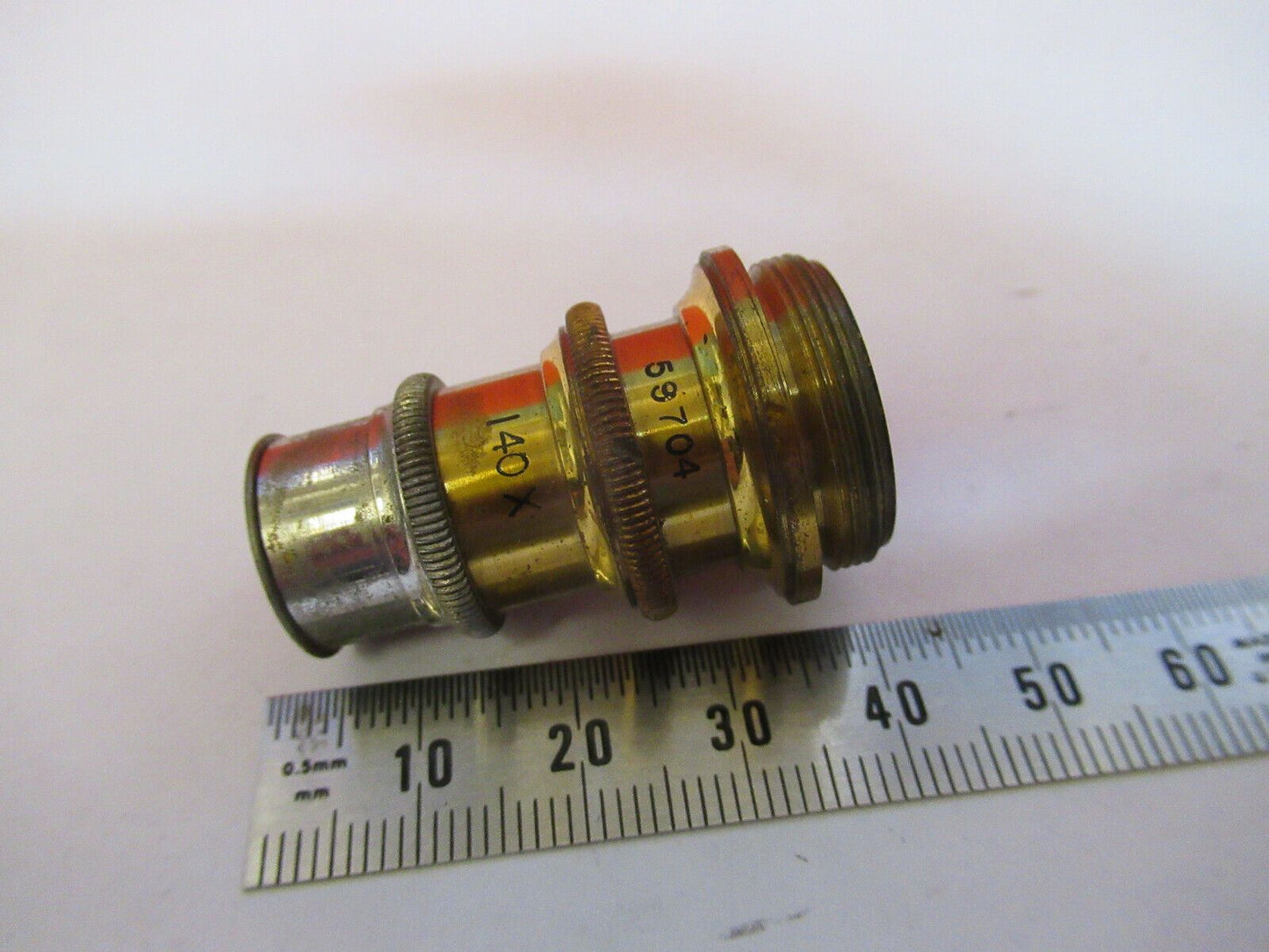 ANTIQUE BRASS SPENCER OBJECTIVE RARE 140X  MICROSCOPE PART AS PICTURED &P8-A-81