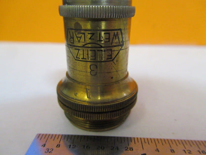 ANTIQUE ERNST LEITZ OBJECTIVE "3" OPTICS MICROSCOPE PART AS PICTURED &8M-A-85B