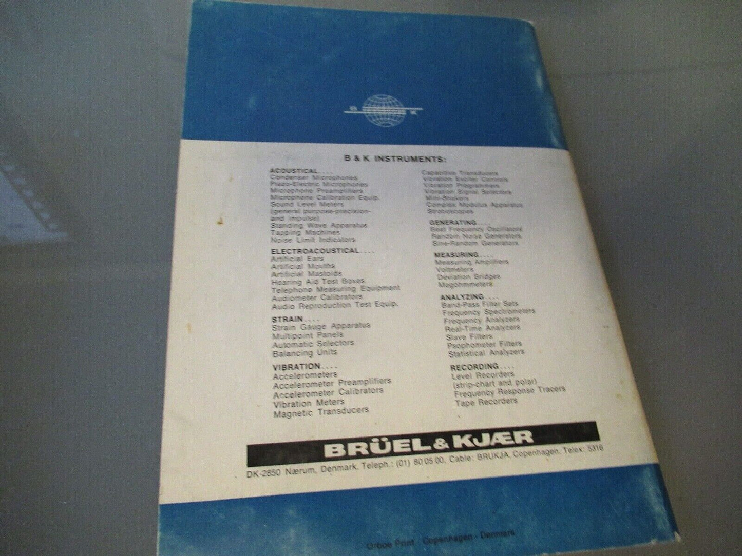 VINTAGE TECHNICAL MANUAL BOOK BRUEL KJAER 1971 MODEL 4319 4323 AS PICTURED &BLI