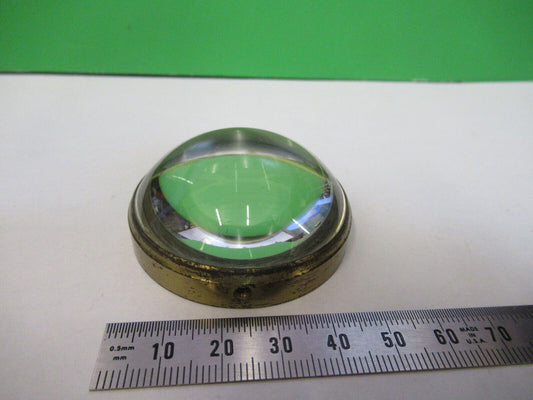 ANTIQUE BRASS MOUNTED CONVEX LENS GLASS MICROSCOPE PART AS PICTURED &R6-A-12