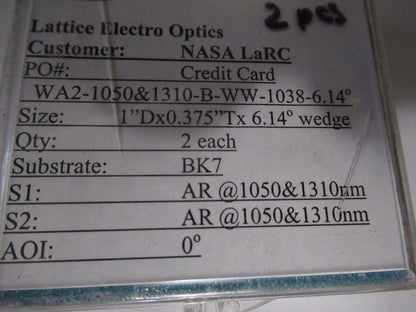 ex NASA OPTICAL  LOT 1050 & 1310 nm LENSES LASER OPTICS AS PICTURED W7-B-37