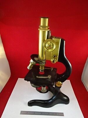 MICROSCOPE ANTIQUE BRASS ERNST LEITZ GERMANY circa 1907 OPTICS AS IS #TC-2