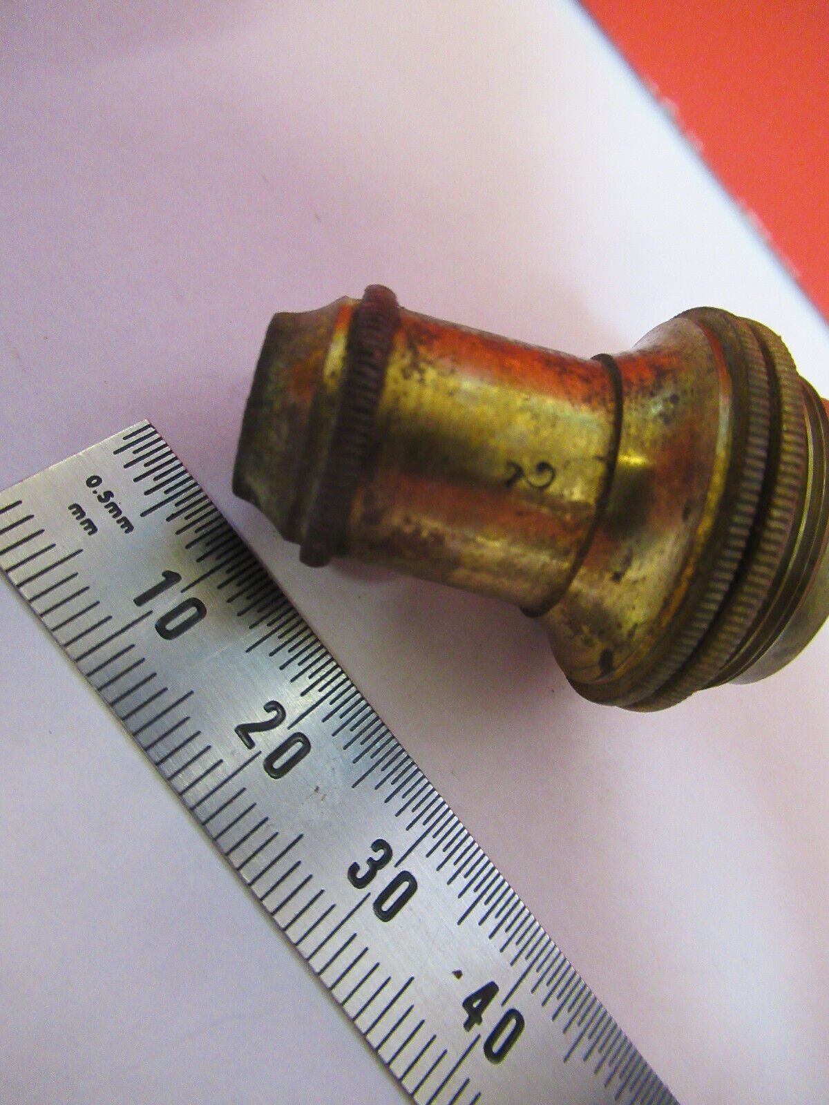 ANTIQUE BRASS KORISTKA ITALY OBJECTIVE 8 MICROSCOPE PART AS PICTURED &H9-B-59