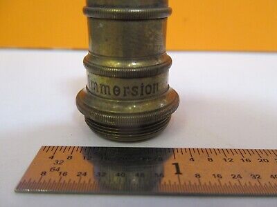 ANTIQUE BRASS ERNST LEITZ 1/12 OBJECTIVE MICROSCOPE PART AS PICTURED &7B-B-21