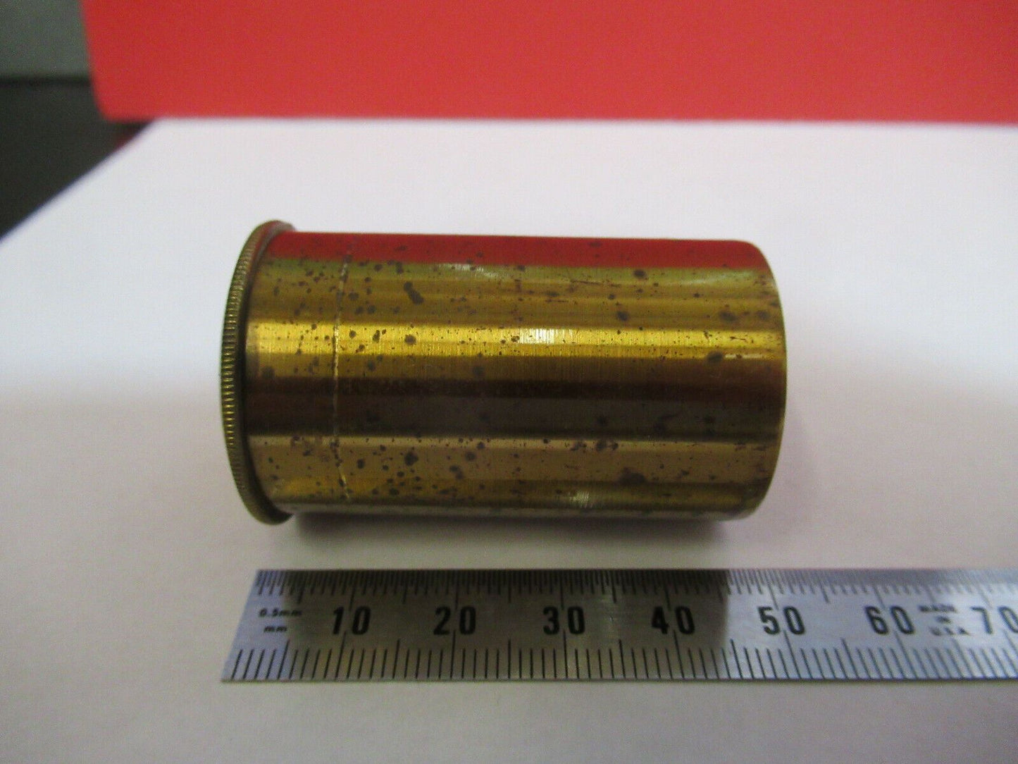 EMPTY BRASS CONTAINER for MICROSCOPE OBJECTIVE PART AS PICTURED #B7-A-72