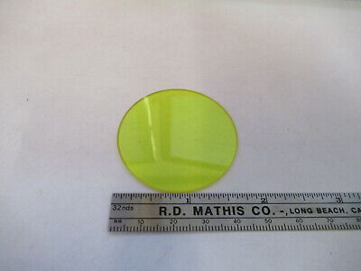 OPTICAL GLASS YELLOW FILTER OPTICS MICROSCOPE PART AS PICTURED &8Z-A-175