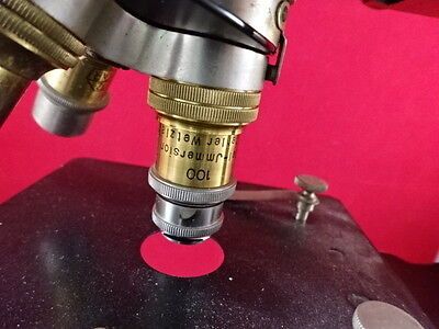 MICROSCOPE ANTIQUE BRASS ERNST LEITZ GERMANY circa 1907 OPTICS AS IS #TC-2