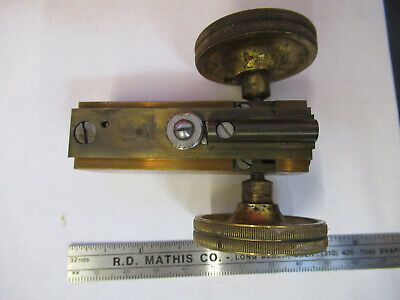 ANTIQUE MICROSCOPE PART LEITZ GERMANY BRASS GROSS STAGE  AS PICTURED &13-FT-31