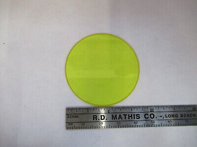 OPTICAL GLASS YELLOW FILTER OPTICS MICROSCOPE PART AS PICTURED &8Z-A-175