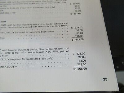 ORIGINAL BOOKLET LEITZ WETZLAR GERMANY PRICELIST MICROSCOPE PART AS PICTURED W3