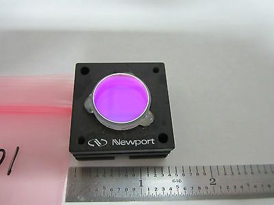 OPTICAL COATED LENS ON NEWPORT FIXTURE #1-01 LASER OPTICS BIN#1