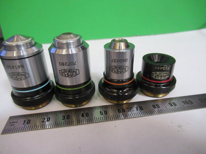 LOT 4EA OLYMPUS JAPAN OBJECTIVES 4X 10X 40X 100X MICROSCOPE PART AS PIC &72-C-08