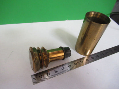 ANTIQUE POWELL BRASS UK OBJECTIVE RARE MICROSCOPE PART AS PICTURED R2-B-28