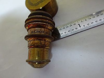 MICROSCOPE PART ANTIQUE OBJECTIVE BRASS BAUSCH LOMB OPTICS AS IS BIN#X3-41