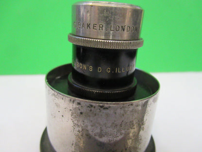 ANTIQUE BAKER UK CONDENSER RARE MICROSCOPE PART AS PICTURED Z6-A-85