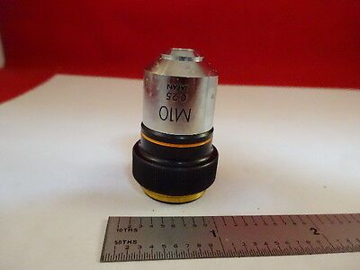 MICROSCOPE PART OLYMPUS JAPAN OBJECTIVE M10 10X OPTICS AS IS #21-A-15