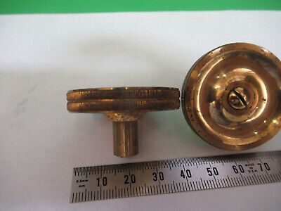 ANTIQUE ERNST LEITZ WETZLAR SET BRASS KNOBS MICROSCOPE PART AS PICTURED &Z9-A-82