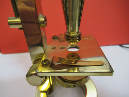 ANTIQUE DISPLAY BRASS COLLECTABLE MINI MICROSCOPE OPTICAL AS PICTURED &R3-C-31