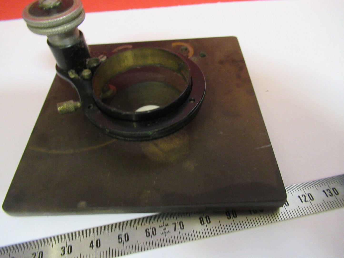 ANTIQUE BAUSCH LOMB BRASS STAGE TABLE MICROSCOPE PART AS PICTURED Q2-78