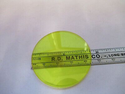 OPTICAL GLASS YELLOW FILTER OPTICS MICROSCOPE PART AS PICTURED &8Z-A-175