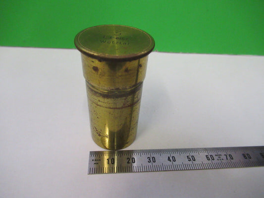 ANTIQUE BRASS EMPTY OBJECTIVE CAN E. LEITZ MICROSCOPE PART AS PICTURED Z4-B-63