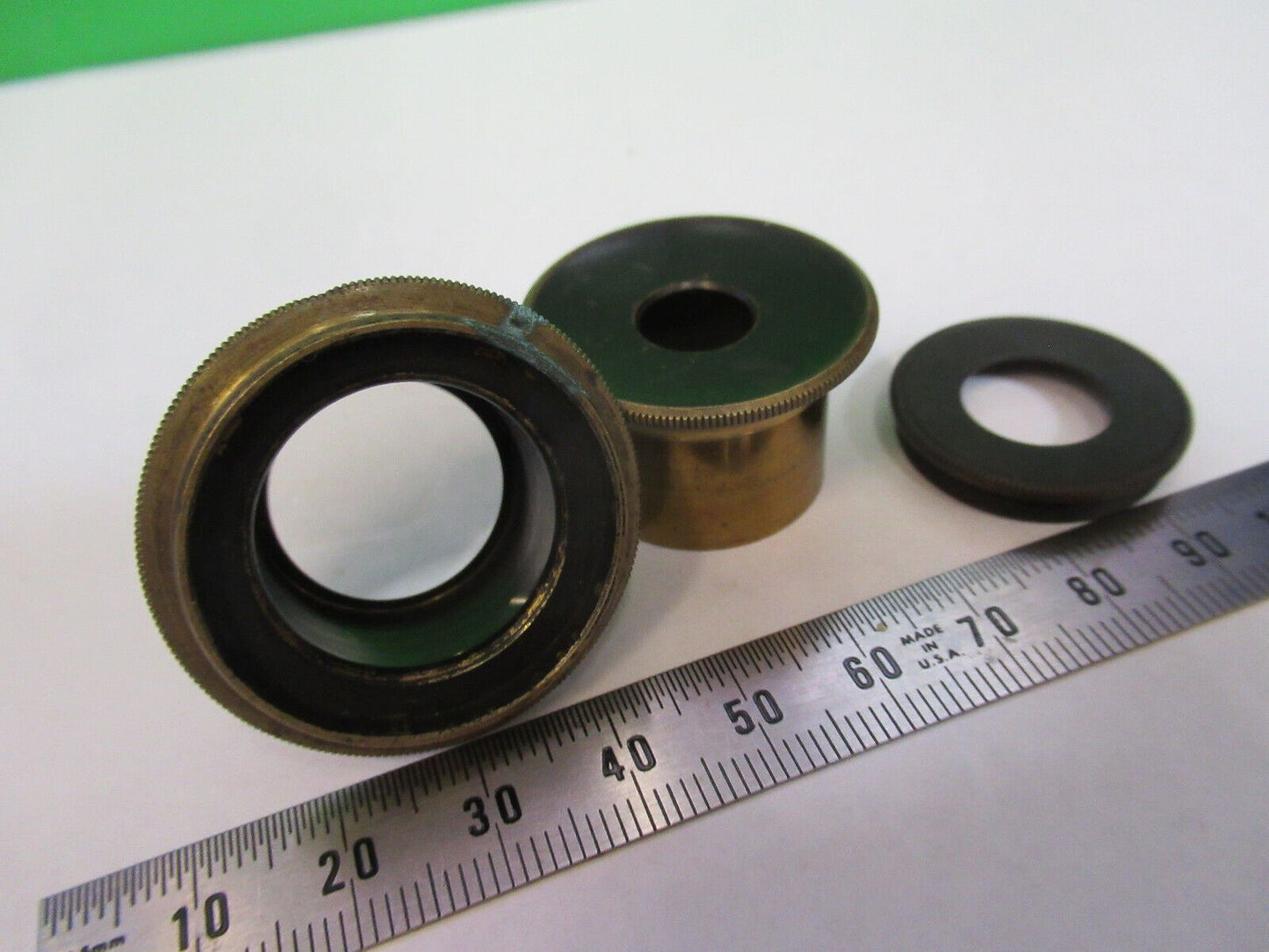 ANTIQUE BRASS HENRY CROUCH UK LOT LENS MOUNTED MICROSCOPE PART AS PIC &G2-A-73