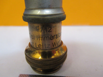 ANTIQUE ERNST LEITZ OBJECTIVE 1/12 OPTICS MICROSCOPE PART AS PICTURED &8M-A-86B