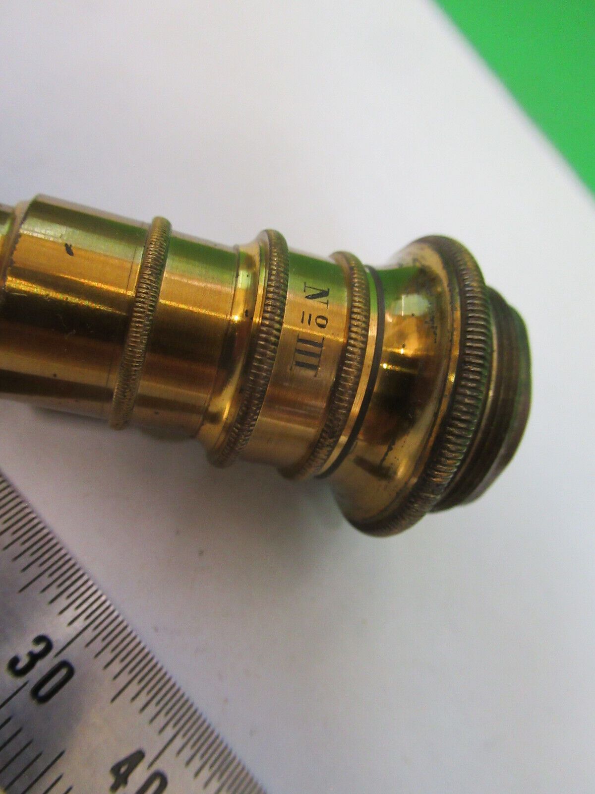 ANTIQUE BRASS SEIBERT III OBJECTIVE RARE MICROSCOPE PART AS PICTURED Z6-A-83