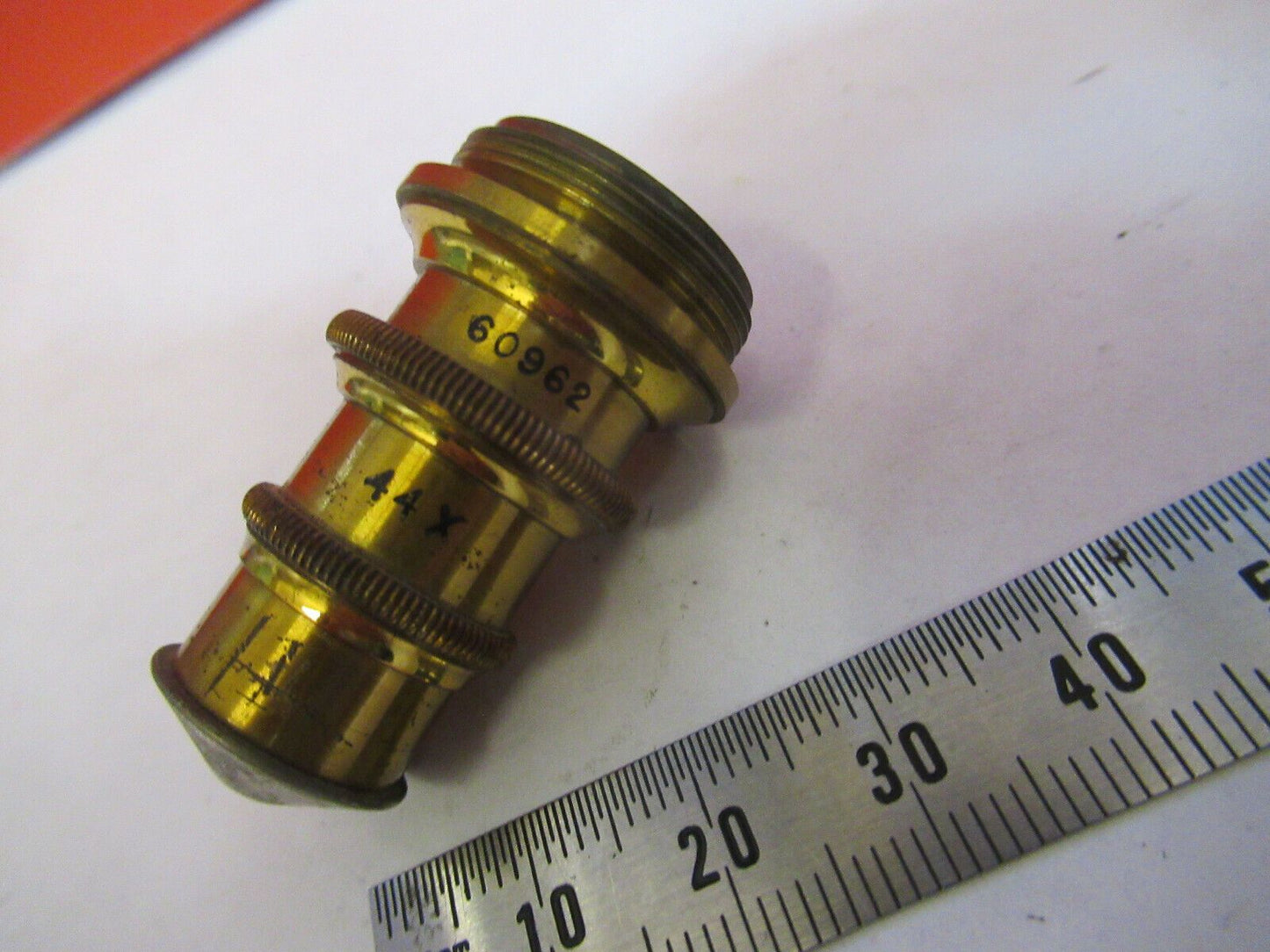 ANTIQUE BRASS SPENCER OBJECTIVE 44X  MICROSCOPE PART AS PICTURED &P8-A-80