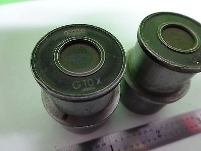 MICROSCOPE PART EYEPIECE  LOT 2 EA OLYMPUS G10X [dirty] OPTICS AS IS BIN#W1-22