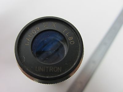 MICROSCOPE PART VINTAGE OBJECTIVE UNITRON 2X TL80 OPTICS BIN#D2-P-40