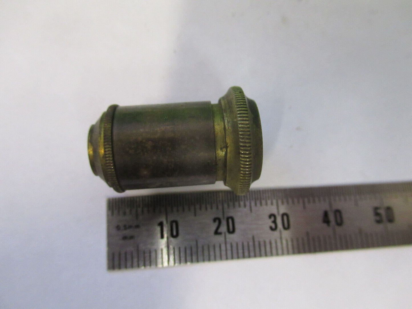 ANTIQUE BRASS RARE SMALL DIAMETER OBJECTIVE MICROSCOPE PART AS PICTURED Z4-B-90